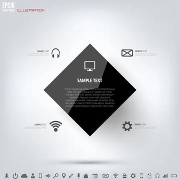 Black cloud computing background with web icons. Social network. Mobile app Illustrazione stock