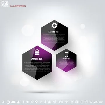 Black cloud computing background with web icons. Social network. Mobile app Stock Illustration