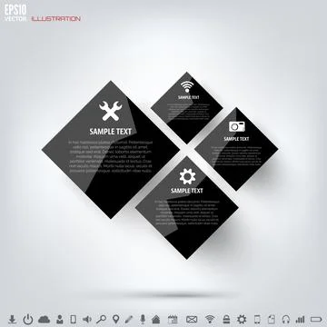 Black cloud computing background with web icons. Social network. Mobile app Stock Illustration