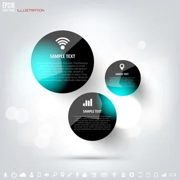 Black cloud computing background with web icons. Social network. Mobile app Stock-Illustration