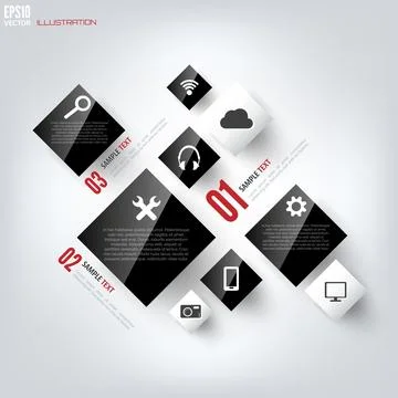 Black cloud computing background with web icons. Social network. Mobile app Stock Illustration