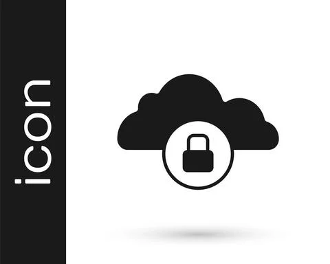 Black Cloud computing lock icon isolated on white background. Security, safety 스톡 일러스트