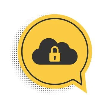 Black Cloud computing lock icon isolated on white background. Security, safety Stock Illustration