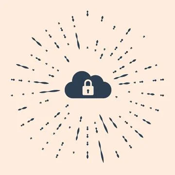 Black Cloud computing lock icon isolated on beige background. Security, safety Stock Illustration