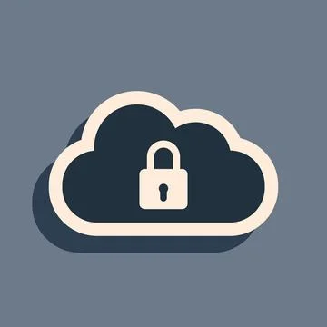 Black Cloud computing lock icon isolated on grey background. Security, safety Stock Illustration