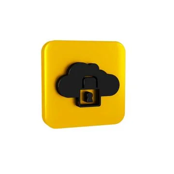 Black Cloud computing lock icon isolated on transparent background. Security Stock Illustration