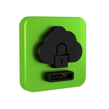 Black Cloud computing lock icon isolated on transparent background. Securit.. Stock Illustration