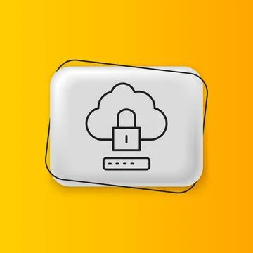 Black Cloud computing lock icon isolated on yellow background. Security, sa.. Stock Illustration