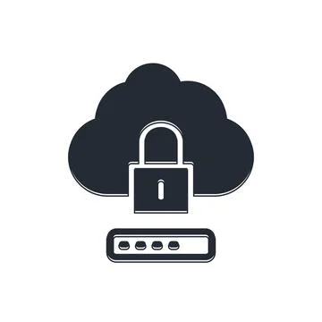 Black Cloud computing lock icon isolated on white background. Security, saf.. Stock Illustration