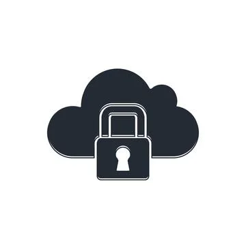 Black Cloud computing lock icon isolated on white background. Security, saf.. 库存插图