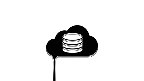 Black Cloud database icon isolated on white background. Cloud computing concept Stock Footage 233775501
