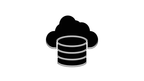 Black Cloud database icon isolated on white background. Cloud computing concept Stock Footage 233981034