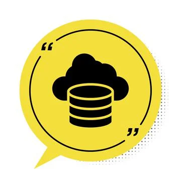 Black Cloud database icon isolated on white background. Cloud computing concept Illustrazione stock