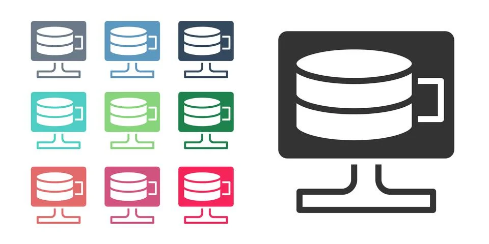 Black Cloud database icon isolated on white background. Cloud computing concept Illustrazione stock