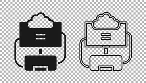 Black Cloud database icon isolated on transparent background. Cloud computing Stock Illustration