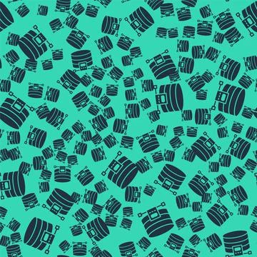 Black Cloud database icon isolated seamless pattern on green background. Cloud Stock Illustration