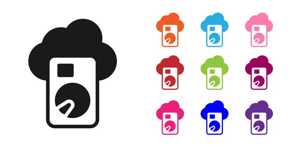 Black Cloud database icon isolated on white background. Cloud computing concept Stock Illustration