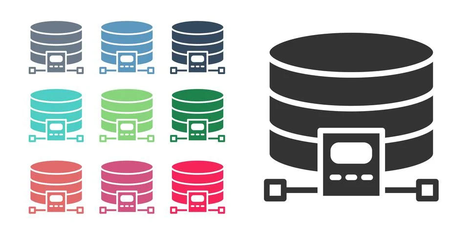 Black Cloud database icon isolated on white background. Cloud computing conce Stock Illustration