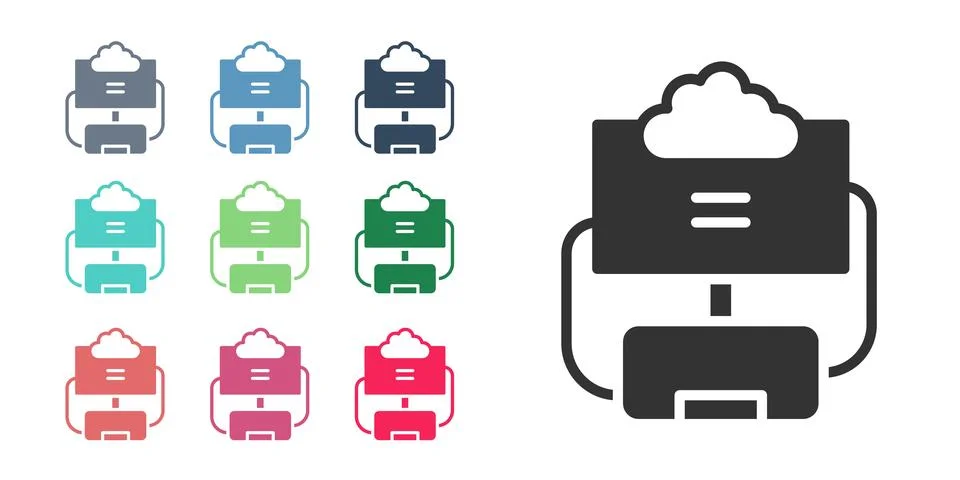 Black Cloud database icon isolated on white background. Cloud computing concept Stock Illustration