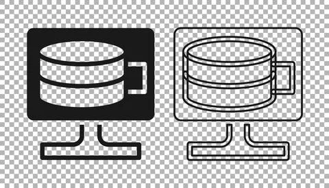 Black Cloud database icon isolated on transparent background. Cloud computing Stock Illustration
