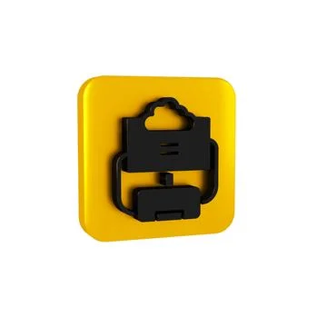 Black Cloud database icon isolated on transparent background. Cloud computing Stock Illustration