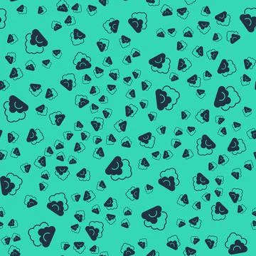 Black Cloud icon isolated seamless pattern on green background. Vector Stock Illustration