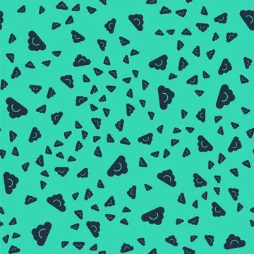 Black Cloud icon isolated seamless pattern on green background. Vector 스톡 일러스트