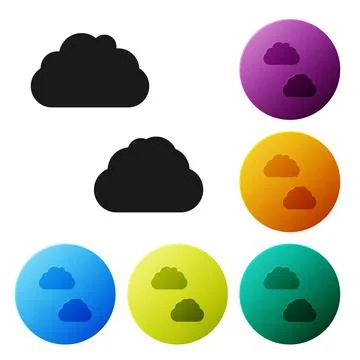 Black Cloud icon isolated on white background. Set icons in color circle butt Stock Illustration