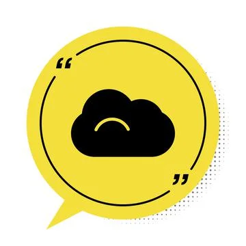 Black Cloud icon isolated on white background. Yellow speech bubble symbol イラスト素材