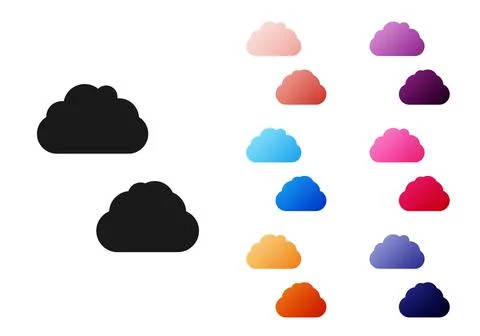 Black Cloud icon isolated on white background. Set icons colorful. Vector Illustrazione stock