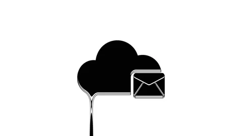 Black Cloud mail server icon isolated on white background. Cloud server hosting Stock Footage 233776585