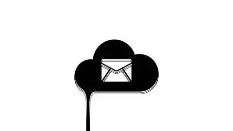 Black Cloud mail server icon isolated on white background. Cloud server hosting Stock Footage 233776598