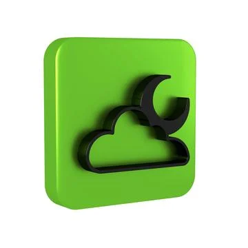 Black Cloud with moon icon isolated on transparent background. Cloudy night.. Stock Illustration