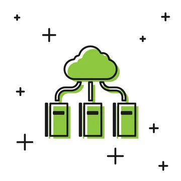 Black Cloud or online library icon isolated on white background. Internet イラスト素材