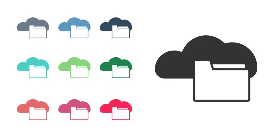 Black Cloud or online library icon isolated on white background. Internet Stock Illustration