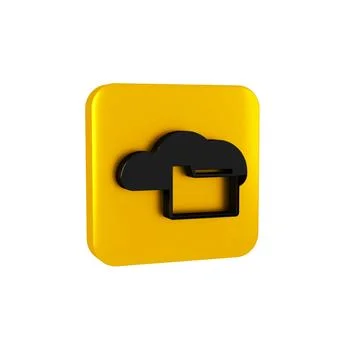 Black Cloud or online library icon isolated on transparent background. Inte.. イラスト素材