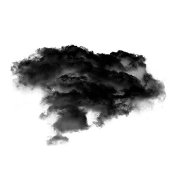 Black cloud or smoke isolated over white background Stockillustratie