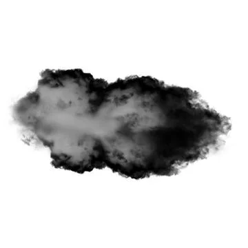 Black cloud or smoke isolated over white background Stockillustratie