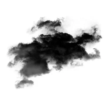 Black cloud or smoke isolated over white background Stockillustratie