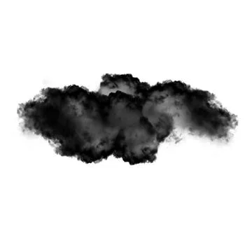 Black cloud or smoke isolated over white background Stockillustratie