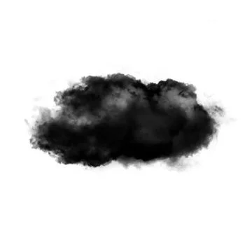 Black cloud or smoke isolated over white background Stockillustratie
