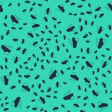 Black Cloud with rain and sun icon isolated seamless pattern on green background Stock Illustration
