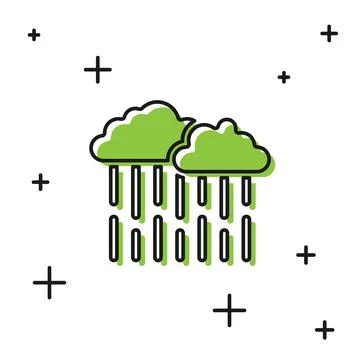 Black Cloud with rain icon isolated on white background. Rain cloud 스톡 일러스트