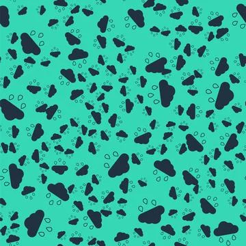 Black Cloud with rain icon isolated seamless pattern on green background. Rain Stock Illustration