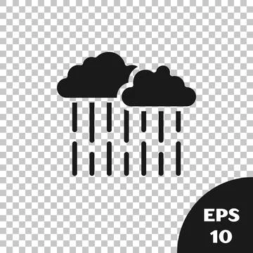 Black Cloud with rain icon isolated on transparent background. Rain cloud Stock Illustration