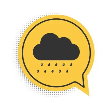 Black Cloud with rain icon isolated on white background. Rain nimbus cloud Illustrazione stock