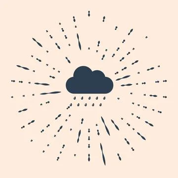 Black Cloud with rain icon isolated on beige background. Rain nimbus cloud Stock Illustration