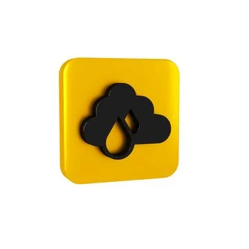Black Cloud with rain icon isolated on transparent background. Rain cloud p.. Stock Illustration