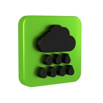 Black Cloud with rain icon isolated on transparent background. Rain cloud p.. Stock Illustration