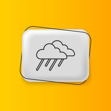 Black Cloud with rain icon isolated on yellow background. Rain cloud precip.. Stock Illustration